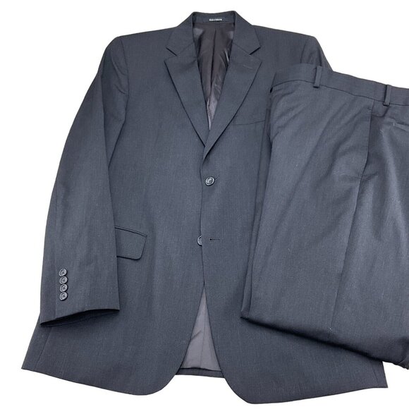 Pronto Uomo Suit Men 41L 36Wx31L Gray‎ Classic Career Flat Cuff Wool 2pc - Picture 1 of 16